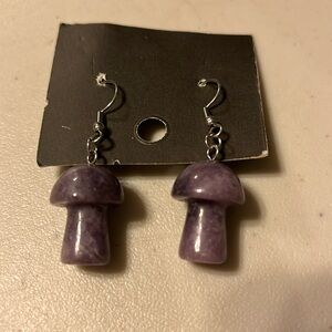 Marble or stone  mushroom earrings